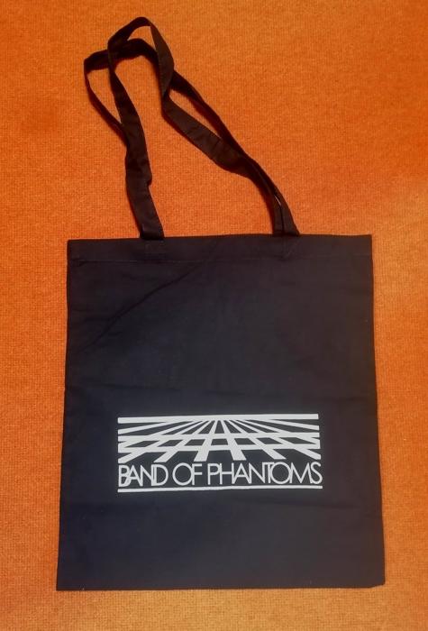 Black tote bag with the Band of Phantoms logo